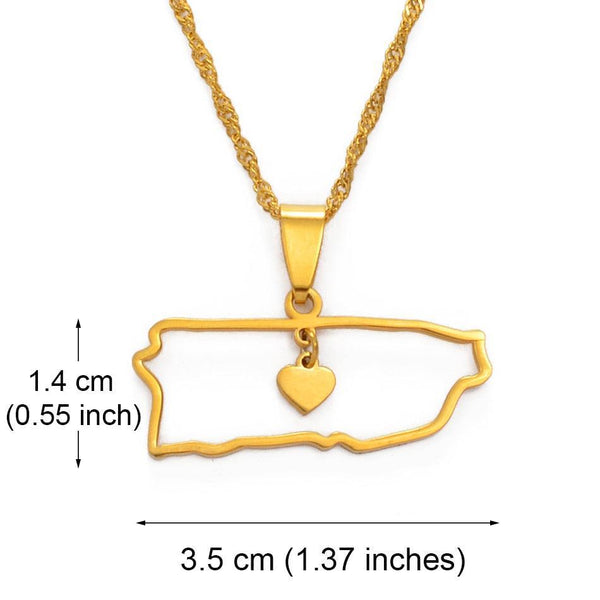 Puerto Rico Map Necklace