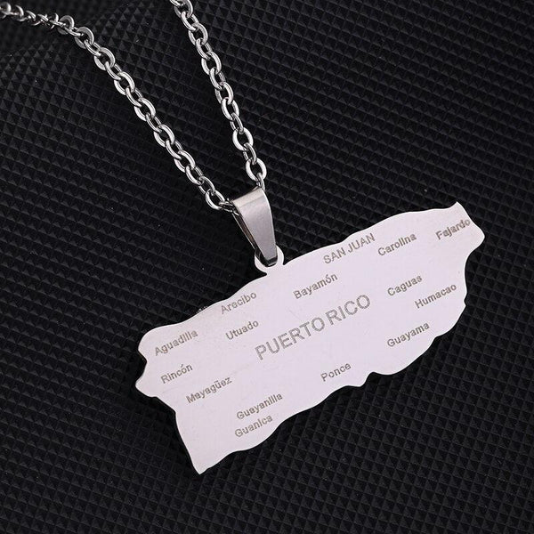 Puerto Rico Map Necklace