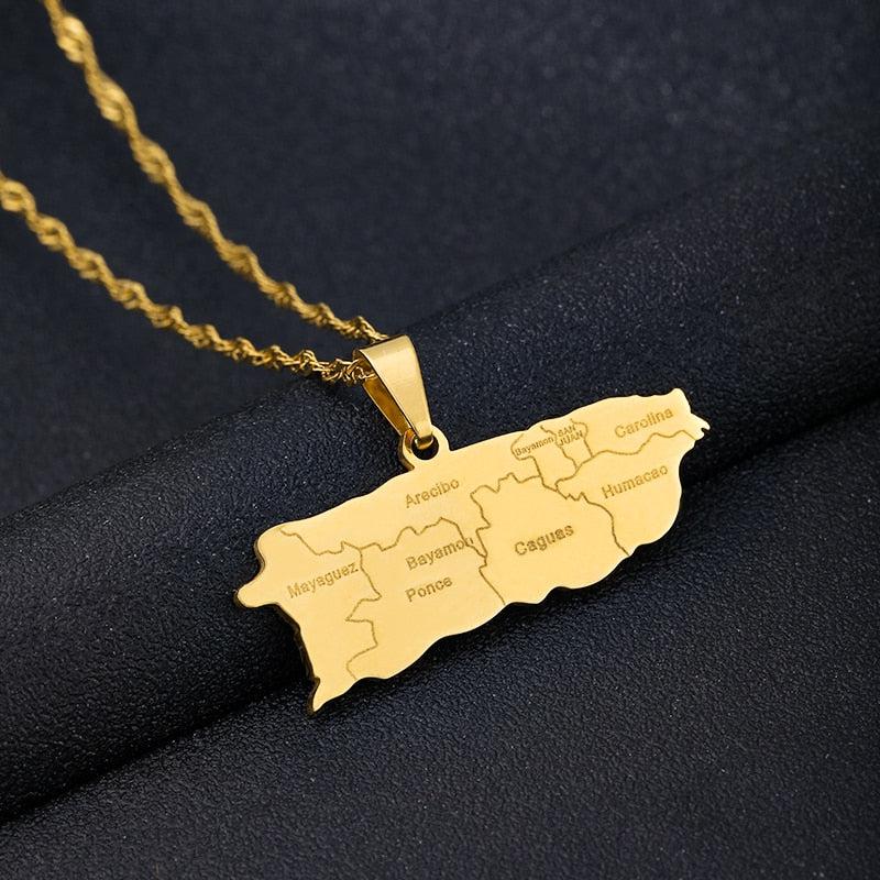 Puerto Rico Map Necklace