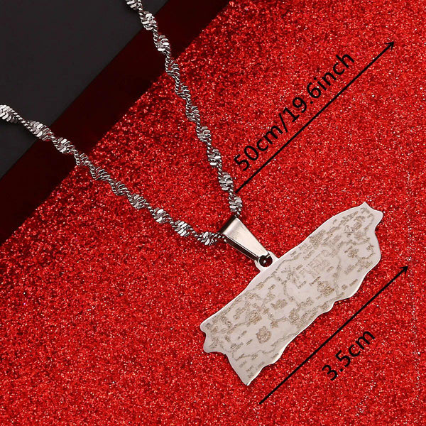 Puerto Rico Map Necklace