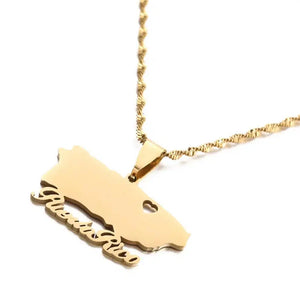 Puerto Rico Map Necklace