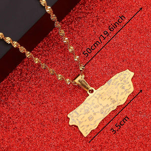 Puerto Rico Map Necklace