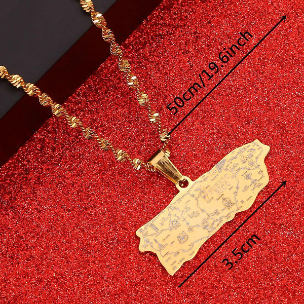 Puerto Rico Map Necklace