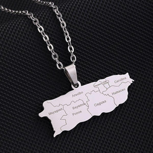 Puerto Rico Map Necklace