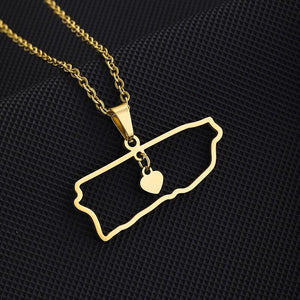 Puerto Rico Map Necklace