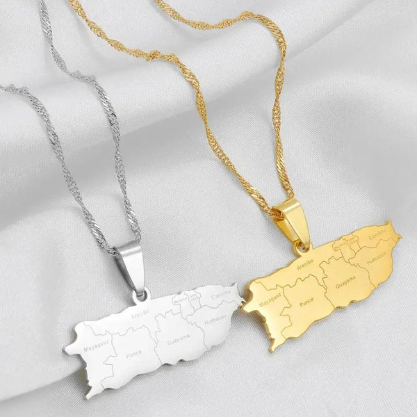 Puerto Rico Map Necklace