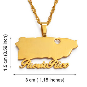 Puerto Rico Map Necklace