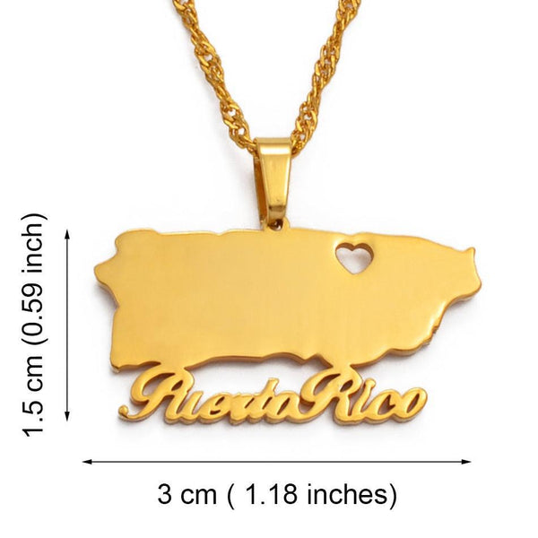 Puerto Rico Map Necklace