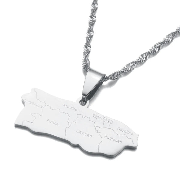 Puerto Rico Map Necklace