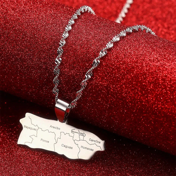 Puerto Rico Map Necklace