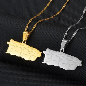 Puerto Rico Map Necklace