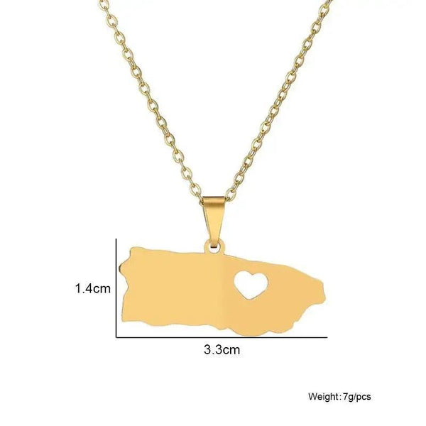 Puerto Rico Map Necklace