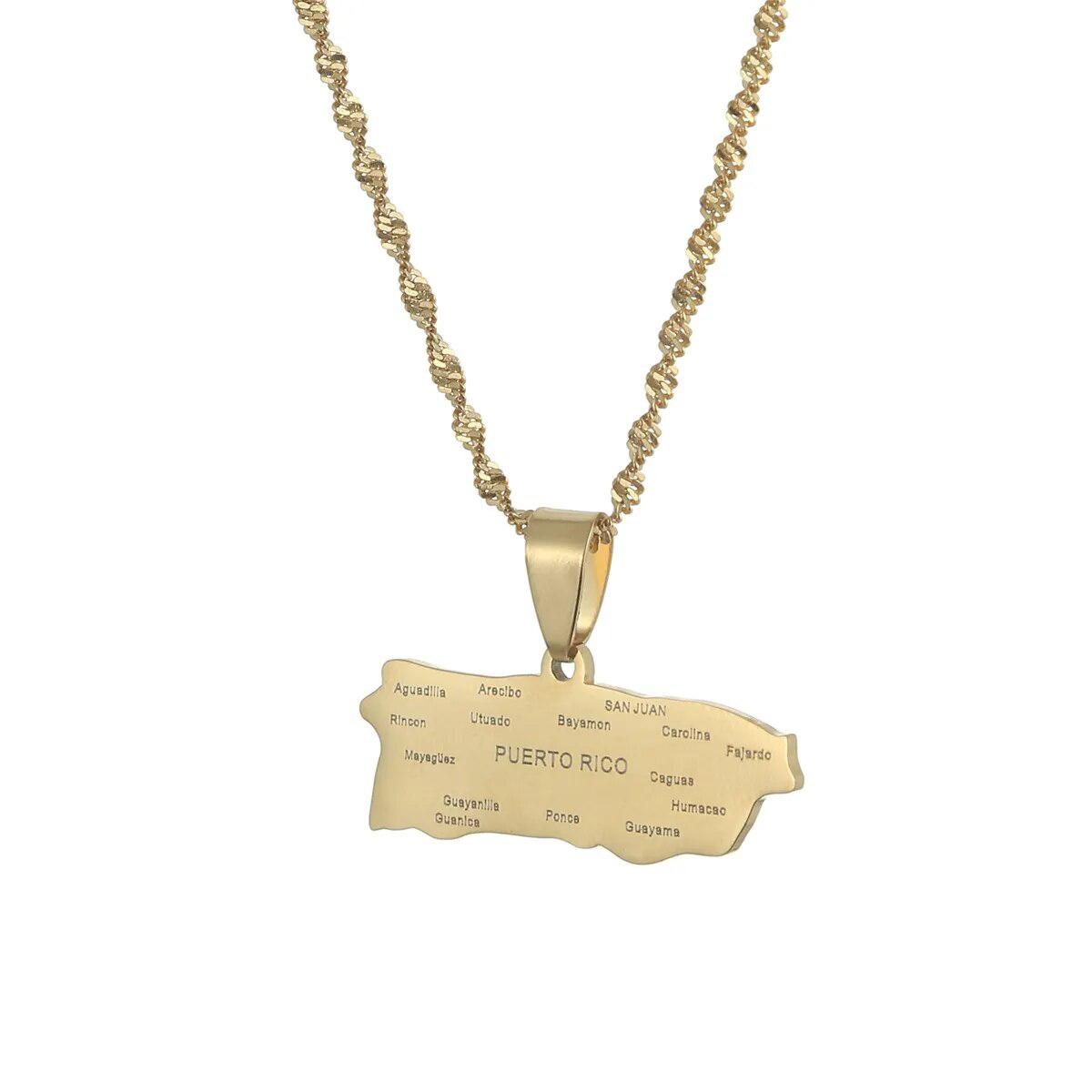 Puerto Rico Map Necklace