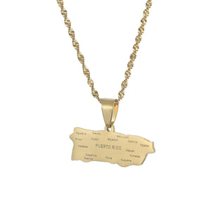 Puerto Rico Map Necklace