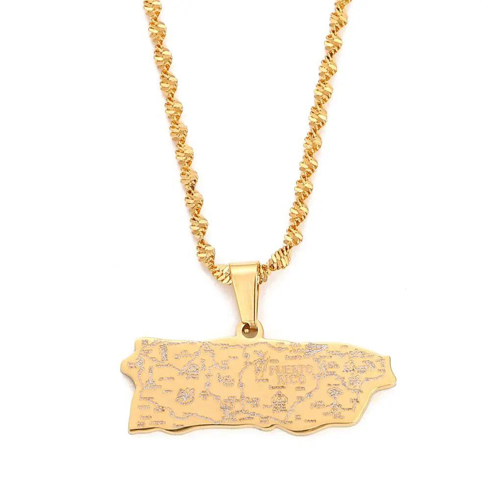 Puerto Rico Map Necklace