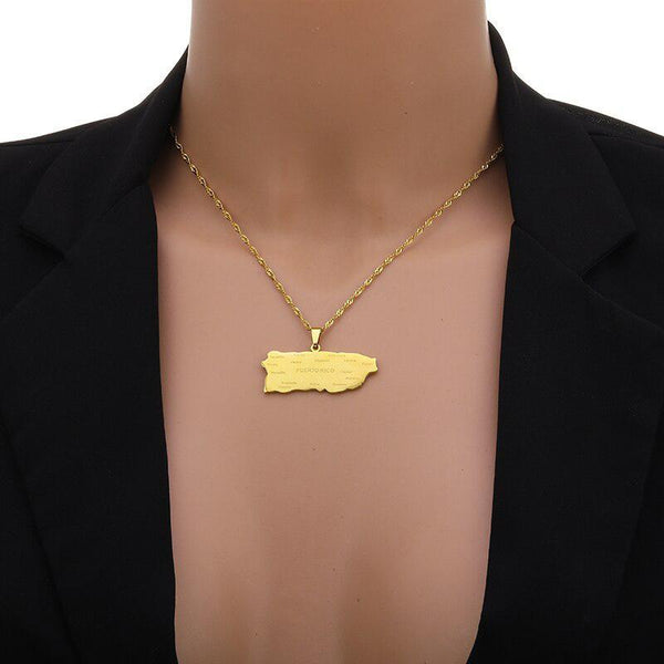 Puerto Rico Map Necklace