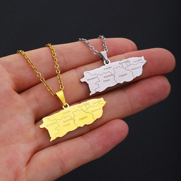 Puerto Rico Map Necklace