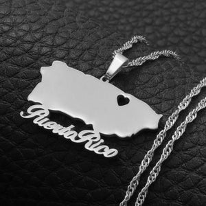 Puerto Rico Map Necklace