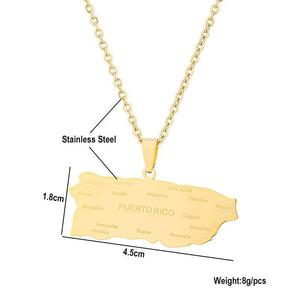 Puerto Rico Map Necklace