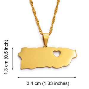 Puerto Rico Map Necklace