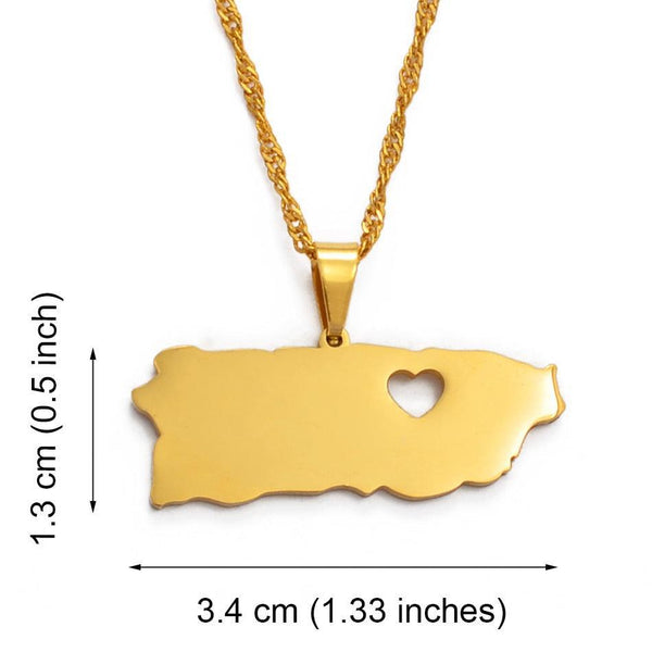 Puerto Rico Map Necklace