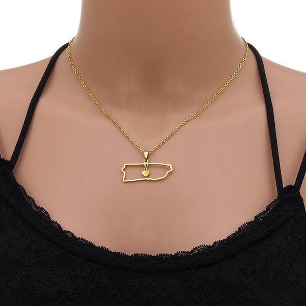 Puerto Rico Map Necklace