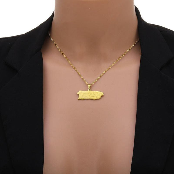 Puerto Rico Map Necklace