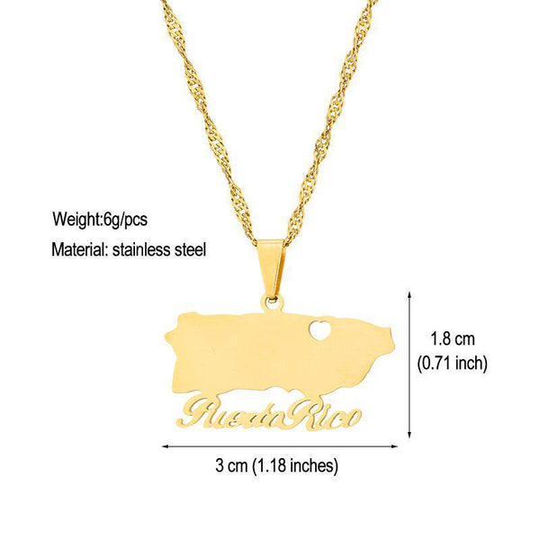 Puerto Rico Map Necklace