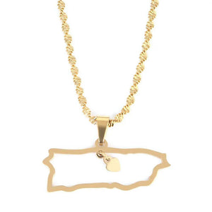 Puerto Rico Map Necklace