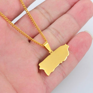 Puerto Rico Map Necklace