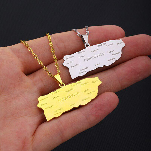 Puerto Rico Map Necklace