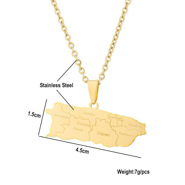 Puerto Rico Map Necklace