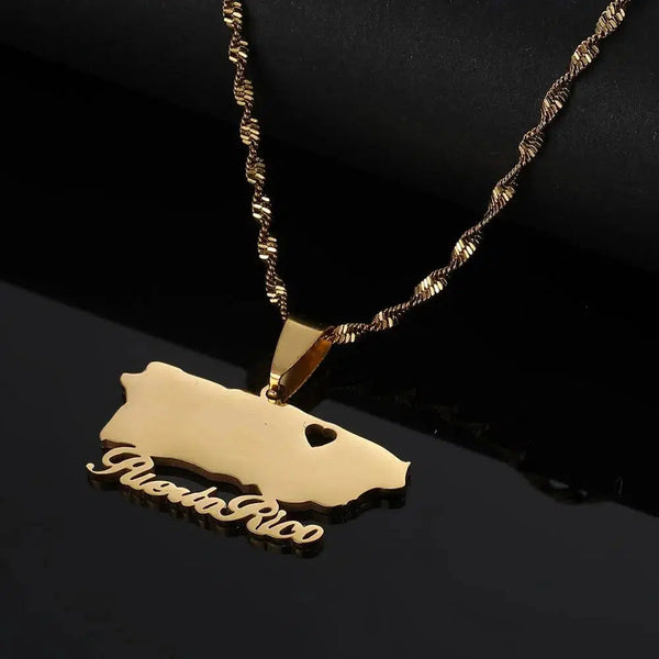 Puerto Rico Map Necklace