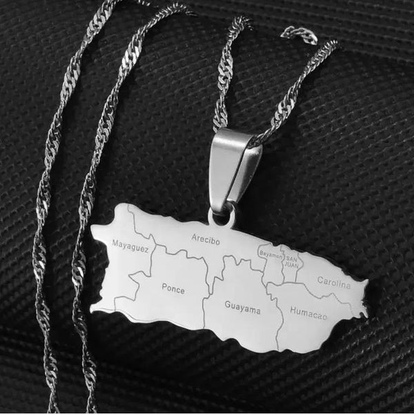Puerto Rico Map Necklace