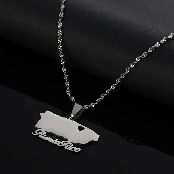 Puerto Rico Map Necklace