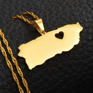 Puerto Rico Map Necklace