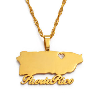 Puerto Rico Map Necklace