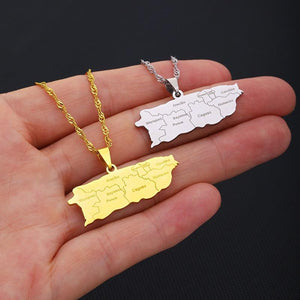 Puerto Rico Map Necklace