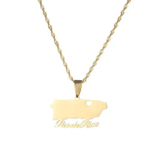 Puerto Rico Map Necklace