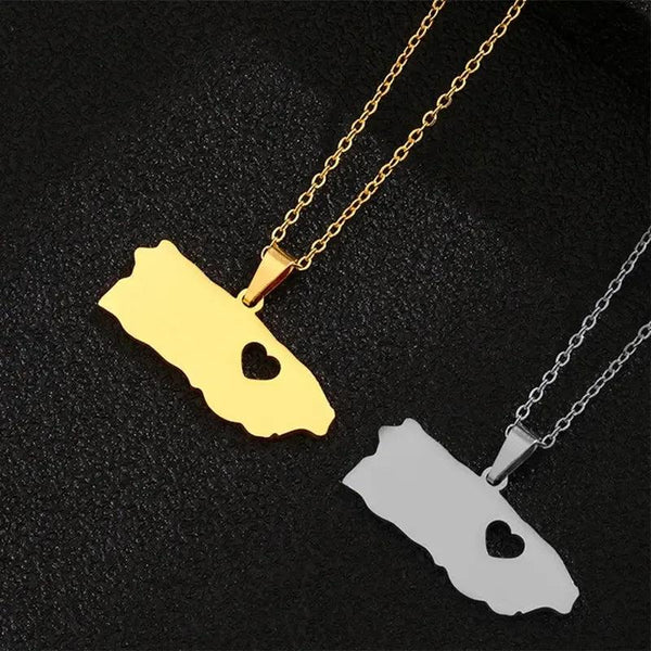 Puerto Rico Map Necklace