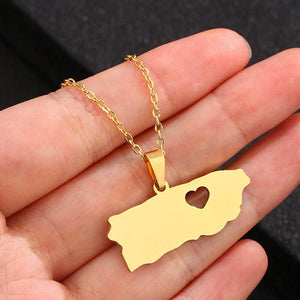 Puerto Rico Map Necklace