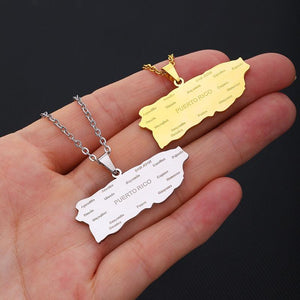 Puerto Rico Map Necklace