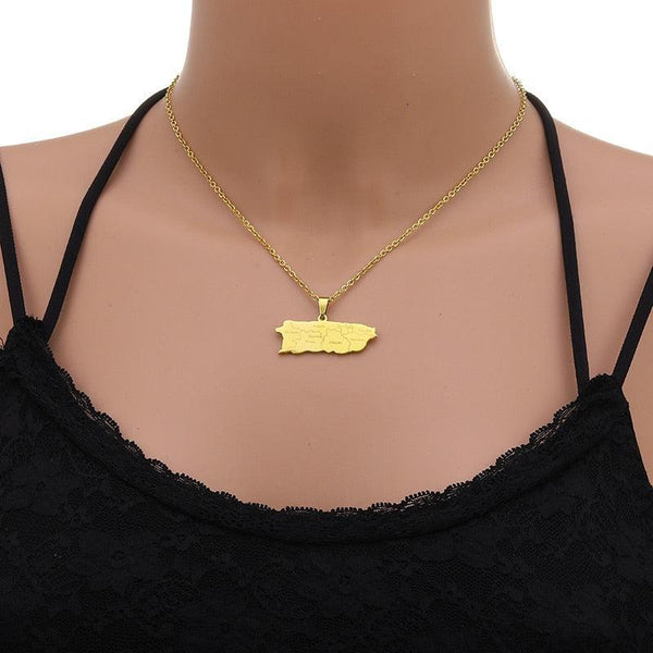 Puerto Rico Map Necklace