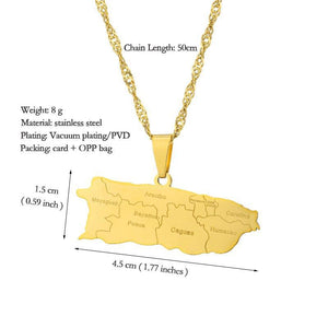 Puerto Rico Map Necklace