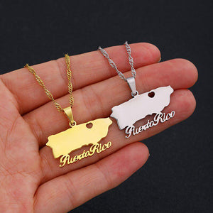 Puerto Rico Map Necklace