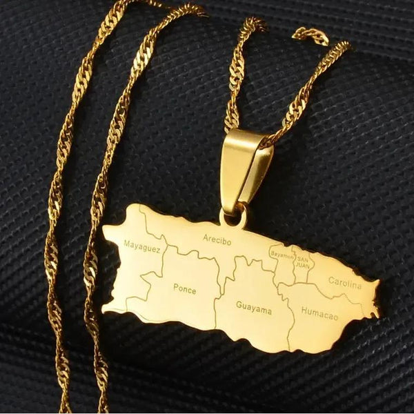 Puerto Rico Map Necklace