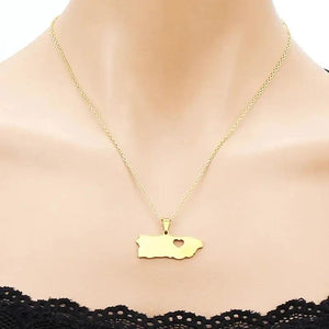 Puerto Rico Map Necklace