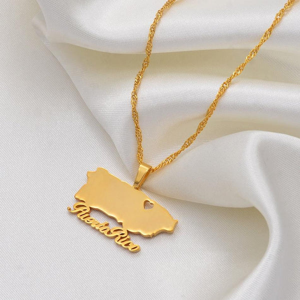 Puerto Rico Map Necklace