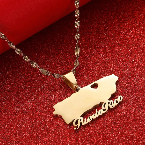 Puerto Rico Map Necklace