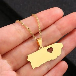 Puerto Rico Map Necklace